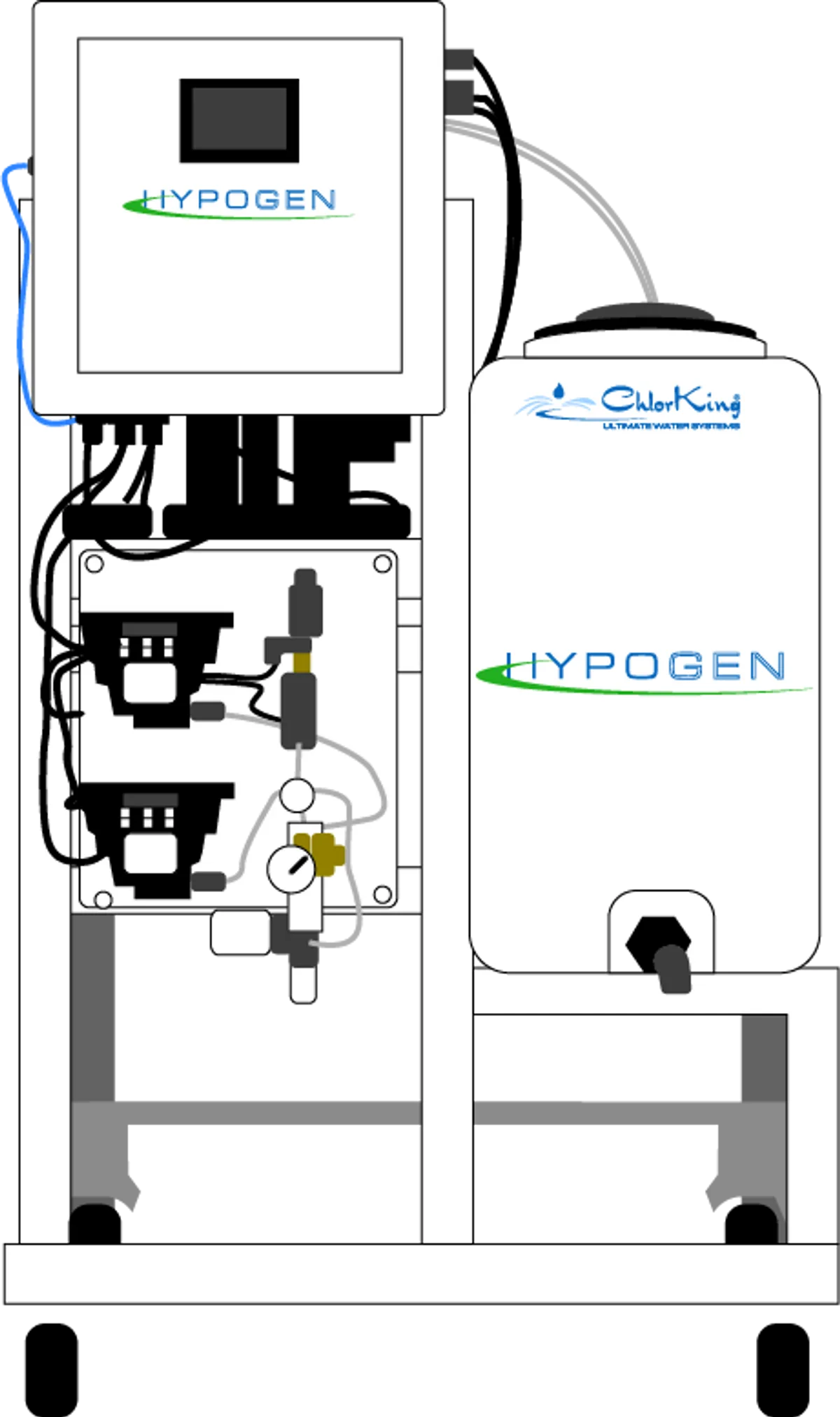 ChlorKing HYPOGEN hypochlorous acid generator cabinet, manufacturer illustration