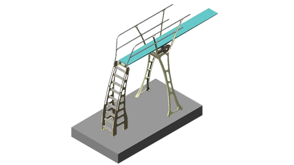 Duraflex three-meter diving stand with ladder