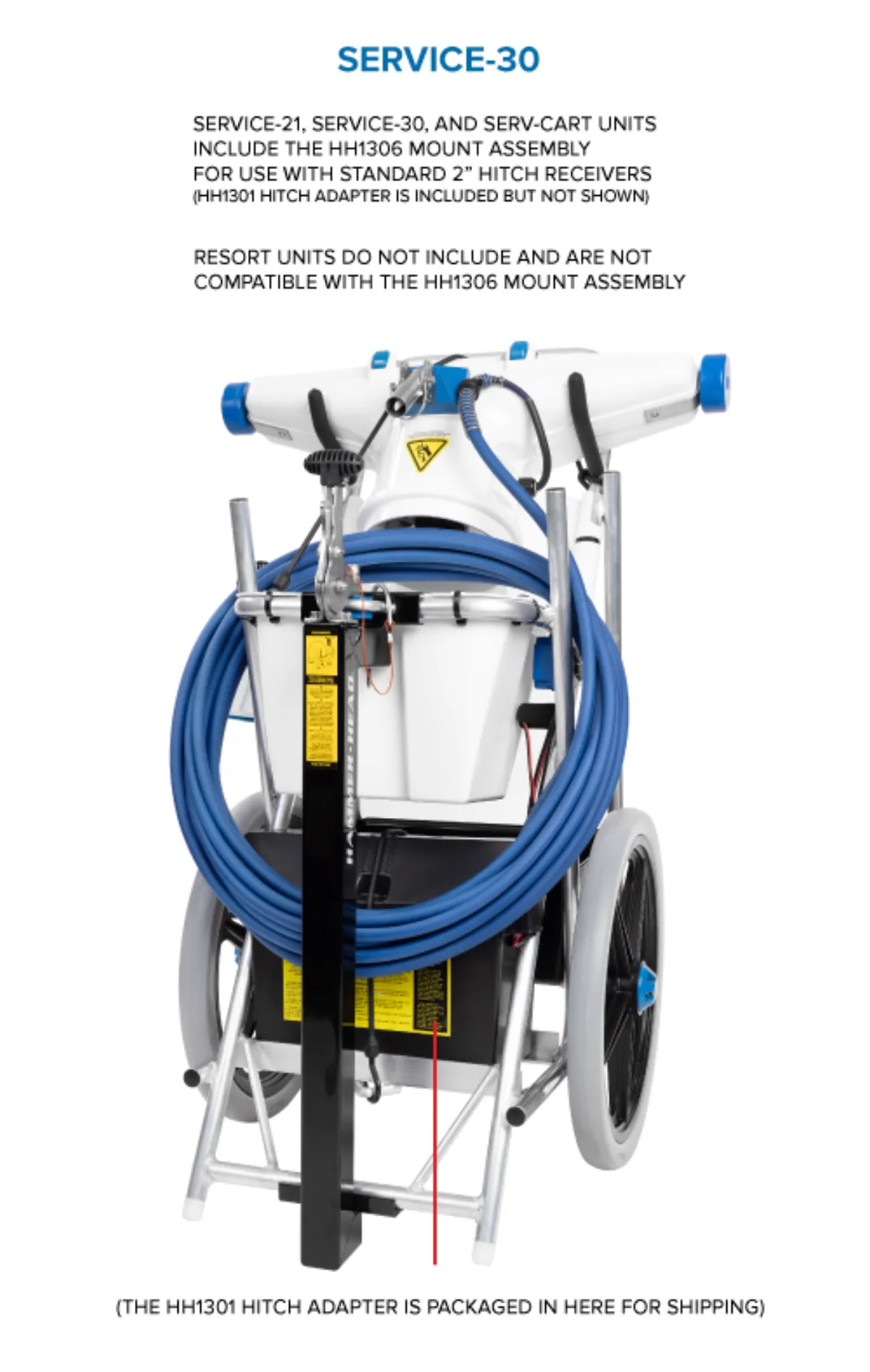 Hammer-Head Service-30 battery pool vacuum on route cart